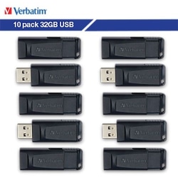 Verbatim Store 'n' Go USB-A Flash Drives, 32GB, Black, Pack Of 10 Drives