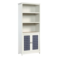 Sauder® Cottage Road 72"H 5-Shelf Library With Doors, Soft White/Lintel Oak