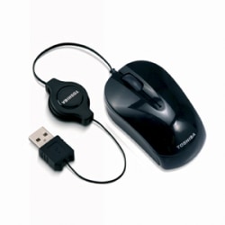 Toshiba USB Optical Retractable Mini Mouse - Optical - USB - 3 x Button - Black