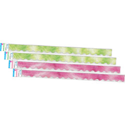 Barker Creek Double-Sided Scalloped-Edge Border Strips, 2-1/4" x 36", Pink/Lime Tie-Dye And Ombré, Pack Of 52 Strips