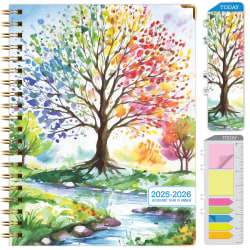 2025-2026 Global Printed Products Hardcover Fashion Daily/Weekly/Monthly Academic Planner, 8-1/2" x 11", Tree Seasons, June 2025 To July 2026