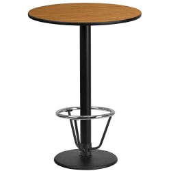 Flash Furniture Laminate Round Table Top With Round Bar-Height Table Base And Foot Ring, 43-1/8"H x 24"W x 24"D, Natural/Black