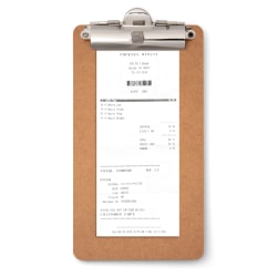 Officemate® Receipt Wood Clipboard, Vertical Clip, 5" x 8-1/4", Brown, Total Qty 1