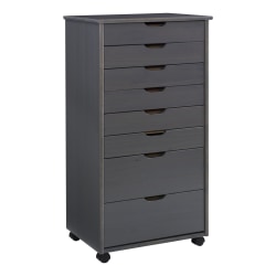 Linon Casimer 8-Drawer Rolling Home Office Storage Cart, Grey