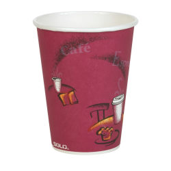 Solo® Paper Hot Cups, 12 Oz, Maroon, Carton Of 300 Cups