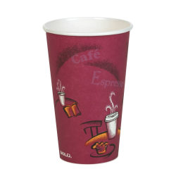 Solo® Paper Hot Cups, 16 Oz, Maroon, Carton Of 300 Cups