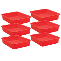Teacher Created Resources Large Plastic Letter Trays, 3"H x 11-1/2"W x 14"D, Red, Pack Of 6 Trays