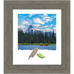 Amanti Art Rectangular Wood Picture Frame, 27" x 31" With Mat, Fencepost Gray