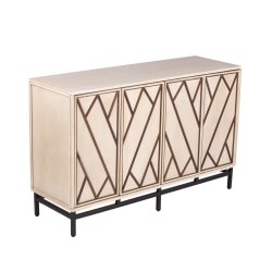 SEI Furniture Bremling Art Deco Storage Buffet Cabinet, 30"H x 47"W x 15"D, Antique Cream/Black