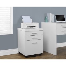 Monarch Specialties 19"D Vertical 3-Drawer File Cabinet, White