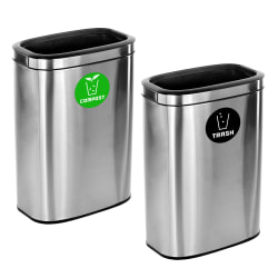 Alpine Industries Compost Trash Stations, 10.5 Gallons, Silver, Pack Of 2 Stations