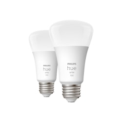 Philips Hue - LED light bulb - shape: A19 - E26 - 10.5 W (equivalent 75 W) - soft warm white light - 2700 K (pack of 2)
