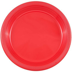 JAM PAPER Round Plastic Party Plates, Small, 7 inch, Red, 20/Pack