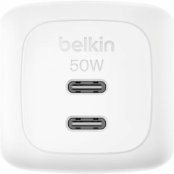 Belkin BoostCharge Pro Dual USB-C GaN Wall Charger 50W - 50 W - White