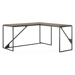 Bush Furniture Refinery 62"W L Shaped Industrial Desk With 37"W Return, Rustic Gray/Charred Wood, Standard Delivery