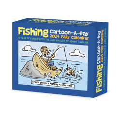 2024 Willow Creek Press Page-A-Day Daily Desk Calendar, 5" x 6", Fishing Cartoon a Day, January To December