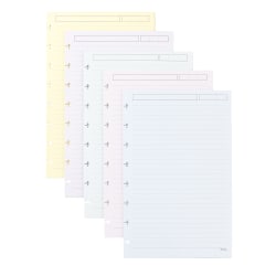 TUL® Discbound Refill Pages, Junior Size, Narrow Ruled, 50 Sheets, Assorted Colors