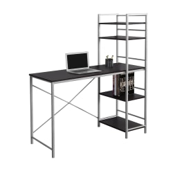Monarch Specialties 48"W Metal Computer Desk With Bookcase, Cappuccino/Silver