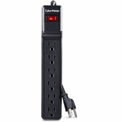 CyberPower CSB604 6-Outlet Essential Surge Protector, 4’, Black
