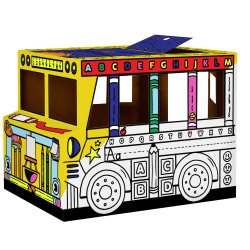 Bankers Box® At Play School Bus Playhouse, 33-1/4"H x 31"W x 44-3/4"D, 60% Recycled, White/Black, Elementary
