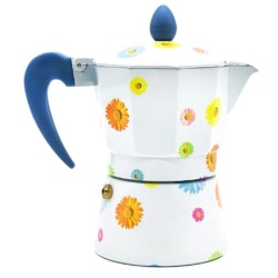HappiKloc Flowers 3-Cup Espresso Coffee Maker, Multicolor
