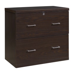 Office Star™ Alpine 30"W x 17"D Lateral 2-Drawer File Cabinet With Lockdowel™ Fastening System, Espresso