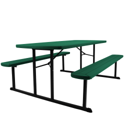 National Public Seating Blow-Molded Plastic Folding Picnic Table, 29-1/2"H x 72"W x 57"D, Green