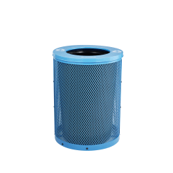 Alpine Blue Round Diamond Steel 36 Gallon Trash Can with Flat Lid with Liner