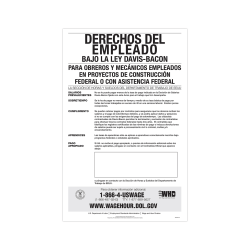 ComplyRight™ Federal Contractor Posters, Davis-Bacon Act, Spanish, 11" x 17"