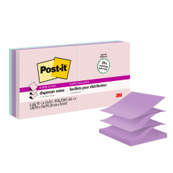 Post-it® Super Sticky Dispenser Pop-Up Notes, 3" x 3", Wanderlust Pastels Collection, 90 Sheets Per Pad, Pack Of 6 Pad