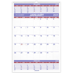 2025 AT-A-GLANCE® 3-Month Wall Calendar, 15-1/2" x 22-3/4", Traditional, January 2025 To December 2025, PM628