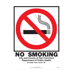 ComplyRight™ City & County Specialty Posters, No Smoking, English, San Francisco, 8 1/2" x 11"