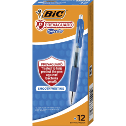 BIC® PrevaGuard Gel-ocity Gel Pens, Pack Of 12, Medium Point, 0.7 mm, Blue Barrel, Blue Ink