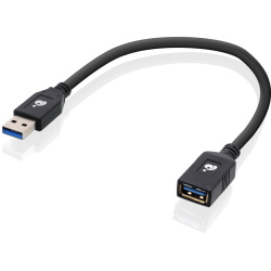 IOGEAR USB 3.0 Extension Cable Male to Female 12 Inch ft - First End: 1 x USB 3.0 Type A - Male - Second End: 1 x USB 3.0 Type A - Female - 5 Gbit/s - Extension Cable - Black
