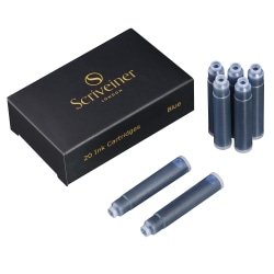 Scriveiner Fountain Pen Ink Cartridges, Medium Point, 0.7 mm, Blue Ink, Pack Of 20 Ink Cartridges