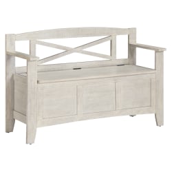 Office Star Metro Wood Bench, 30-1/4"H x 44-1/2"W x 16-3/4"D, Distressed White