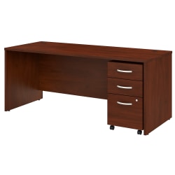 Bush Business Furniture Studio C Office Desk With Mobile File Cabinet, 72"W x 30"D, Hansen Cherry, Standard Delivery