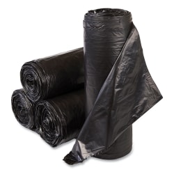 Interplast Group High Density Commercial Can Liners, 33 gal, 22 mic, 33" x 40", Black, Interleaved Roll, 25 Bags/Roll, 10 Rolls/Carton
