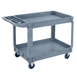 Carlisle 2-Tier Polypropylene Utility Cart, 33"H x 25"W x 45"D, Gray