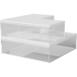 Martha Stewart Brody Stack & Slide Plastic Tray Office Desktop Organizers, 2"H x 6-1/4"W x 7-1/2"D, Clear, Set Of 3 Organizers