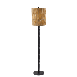 Adesso Norfolk Floor Lamp, Black with Woven Paper Raffia
