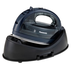 Panasonic® Cordless Dry & Steam Iron With Wide Stainless-Steel Soleplate, Power Heating Base And Retractable Cord, Black