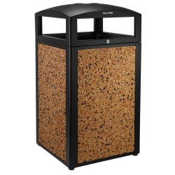 Alpine All-Weather 40-Gallon Outdoor Commercial Trash Can, With Ashtray Lid, Stone