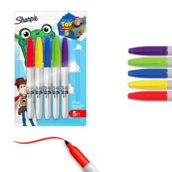 Sharpie Permanent Markers, Toy Story 5 Packaging, Assorted, Fine Point, 5 Count