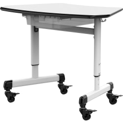 Luxor MBS 29"W Height-Adjustable Trapezoid Student Desk With Drawer, White/Gray