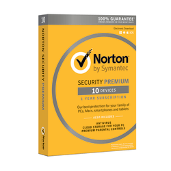Norton™ Security Premium, For 10 PC/Mac®/Android/iOS Devices, Product Key