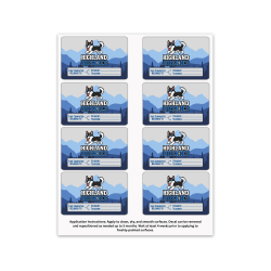 Custom Full Color Repositionable Vinyl Peel-And-Stick Decal Sheets - 4" x 2.5" Small Rectangle, 8 Decals Per Sheet, 5 Sheets Per Pack, 40 Total Decals