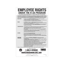 ComplyRight™ Federal Specialty Posters, Employee Rights Under The H-2A Program, English, 11" x 17"