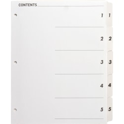 Sparco Quick Index Dividers With Table Of Contents Page, 1-5, White