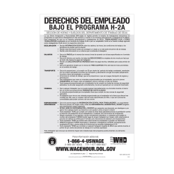 ComplyRight™ Federal Specialty Posters, Employee Rights Under The H-2A Program, Spanish, 11" x 17"